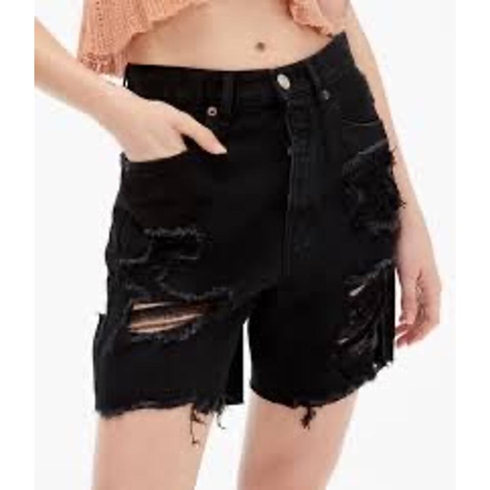 Aeropostale Black 90s Baggy Distressed Shorts Size 4 NWT